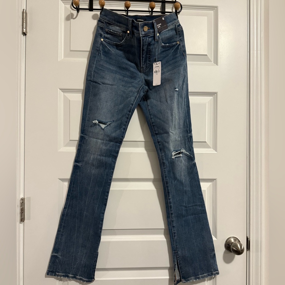 Express High Rise Light Blue Jeans - Picture 3 of 5